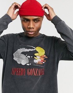 Черный свитшот с вышивкой Bershkа Bershka