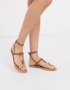 Светло-коричневые кожаные сандалии ASOS DESIGN-Светло-коричневый