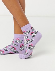 Лавандовые носки до щиколотки с надписью ASOS DESIGN-Фиолетовый