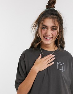 Темно-серая oversized-футболка из органического хлопка Monki-Серый