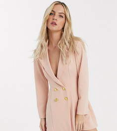 Трикотажный двубортный блейзер ASOS DESIGN Petite-Розовый