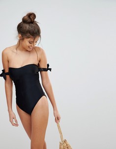 Слитный купальник с открытыми плечами ASOS DESIGN FULLER BUST-Черный