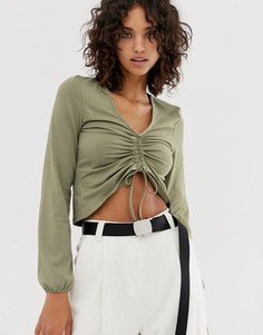Короткая блузка со сборками Noisy May-Зеленый
