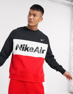 Свитшот колор блок красного/черного цвета с круглым вырезом Nike Air-Красный