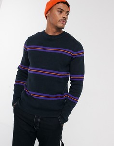 Темно-синий вязаный джемпер в яркую полоску Jack & Jones Originals