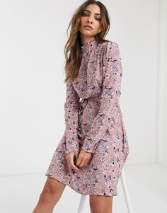 Платье с цветочным принтом и поясом Vila-Мульти