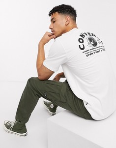 Черная футболка с принтом в виде рекламы на спине Converse-Белый