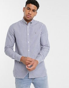 Синяя приталенная рубашка в полоску Tommy Hilfiger-Синий