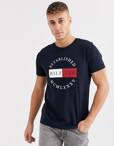 Темно-синяя футболка с логотипом Tommy Hilfiger-Темно-синий