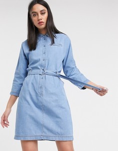 Синее джинсовое платье с поясом Lacoste-Синий