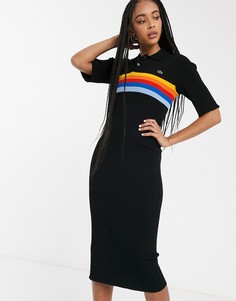 Черное платье-поло в полоску Lacoste-Мульти