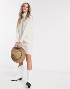 Платье мини с отворачивающимся воротником ASOS DESIGN-Кремовый