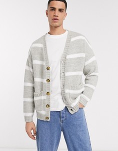 Серый кардиган oversized в полоску ASOS DESIGN