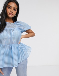 Топ в полоску из органзы ASOS DESIGN-Синий