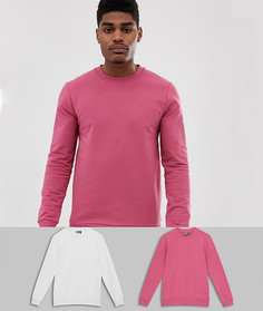 Набор из 2 обтягивающих свитшотов (розовый/белый) ASOS DESIGN-Мульти