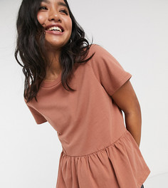 Приталенный свободный топ ASOS DESIGN Petite-Бежевый