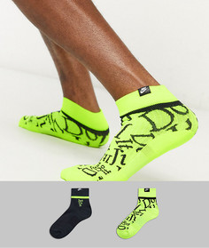 2 пары носков до щиколотки черного/неонового цвета Nike Just Do It-Черный