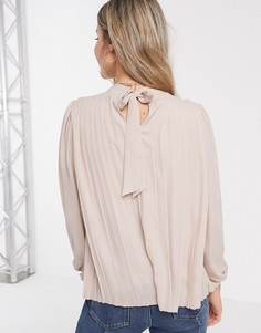 Бледно-розовый плиссированный топ с завязкой на спине New Look