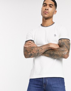 Беля футболка с окантовкой и логотипом Original Penguin-Белый