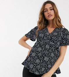Топ с запахом и принтом New Look Maternity-Черный