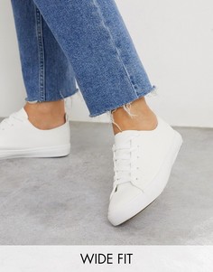 Белые кроссовки на шнуровке New Look wide fit-Белый