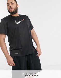 Черная футболка с логотипом-галочкой Nike Training Plus-Черный