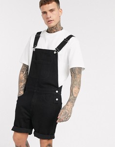 Черный джинсовый комбинезон с шортами ASOS DESIGN