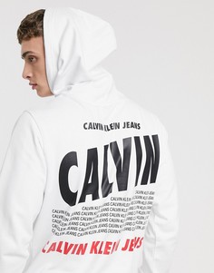 Худи белого цвета с логотипом Calvin Klein Jeans-Белый