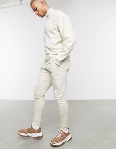 Бежевый спортивный костюм со свитшотом на молнии ASOS DESIGN
