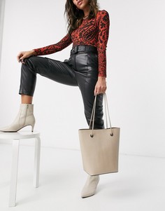 Серо-коричневая сумка на плечо Topshop-Бежевый
