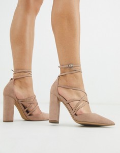 Серо-коричневые туфли на высоком каблуке ASOS DESIGN-Бежевый