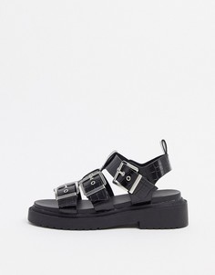 Черные сандалии на массивной подошве с пряжками ASOS DESIGN-Черный