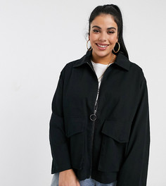 Хлопковая куртка с карманами ASOS DESIGN Curve-Черный
