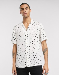 Белая рубашка в горошек с отложным воротником и короткими рукавами AllSaints-Черный