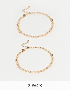 Набор из 2 золотистых браслетов-цепочек на ногу ASOS DESIGN-Золотой