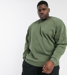 Oversized-свитшот цвета хаки с карманом ASOS DESIGN Plus-Зеленый