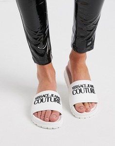 Шлепанцы с логотипом Versace Jeans Couture-Белый