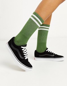 Черно-белые замшевые кроссовки Vans-Черный