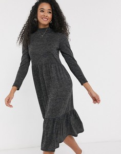 Темно-серое платье миди с отделочными швами New Look-Серый