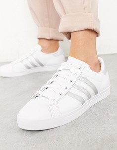 Белые кроссовки с серебристыми полосками adidas originals coast star-Белый