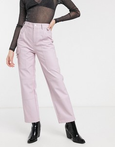 Розовые брюки из искусственной кожи ASOS DESIGN-Розовый