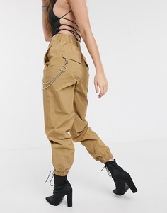 Джоггеры карго с завышенной талией и съемной цепочкой ASOS DESIGN-Светло-бежевый