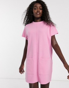 Розовое платье-футболка с открытыми швами ASOS DESIGN-Розовый