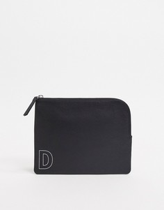 Персонализированный черный кожаный кошелек с инициалом "D" ASOS DESIGN