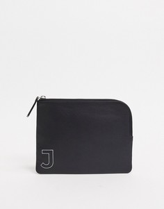 Персонализированный черный кожаный кошелек с инициалом "J" ASOS DESIGN