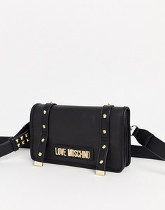 Черная сумка через плечо с заклепками Love Moschino-Черный