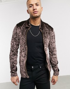 Коричневая велюровая куртка Харрингтон ASOS DESIGN-Коричневый