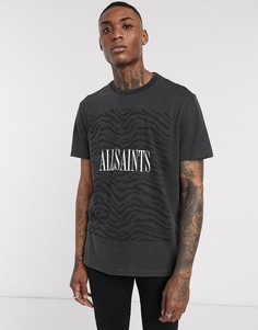 Свободная черная футболка с принтом и логотипом AllSaints-Черный