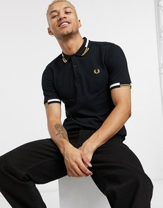 Черная футболка-поло с контрастной отделкой Fred Perry-Черный