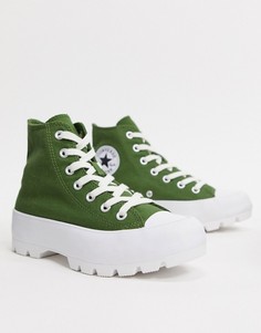 Высокие зеленые кеды на массивной подошве Converse Chuck Taylor-Зеленый